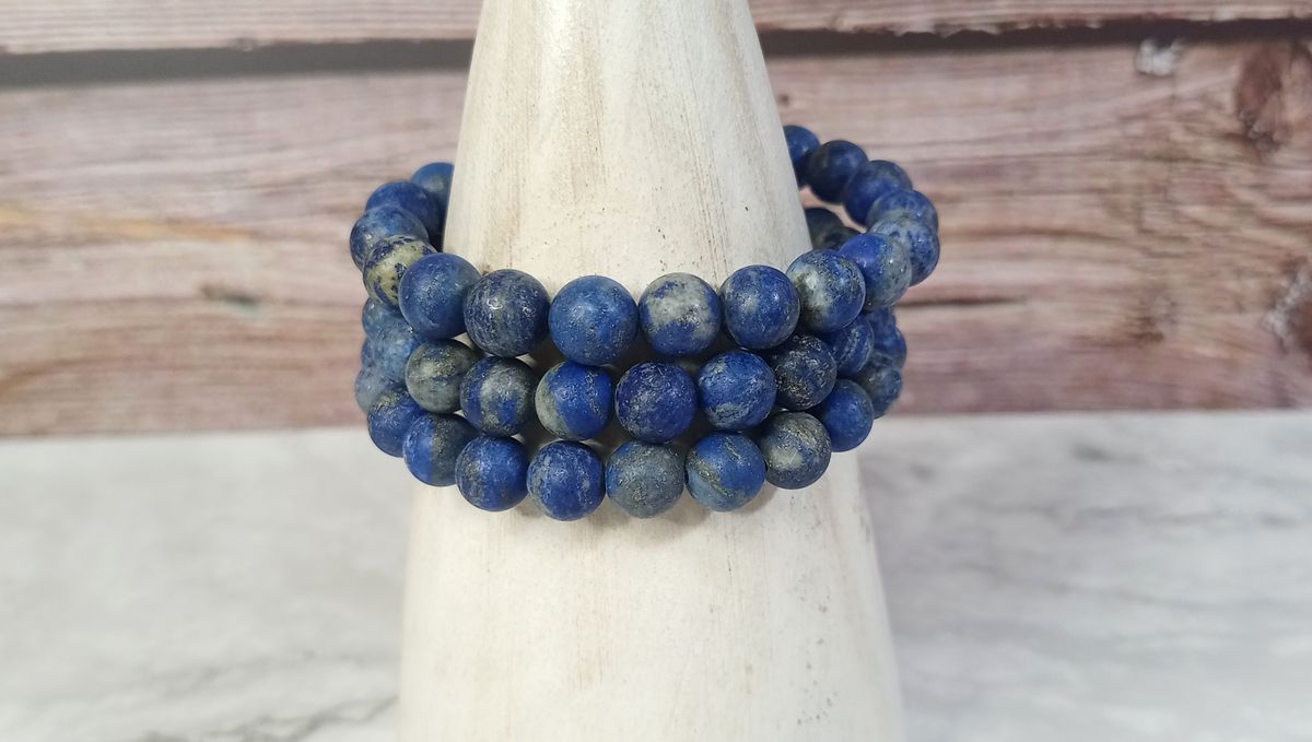 Pulsera Lapislázuli 8 mm bola lisa mate