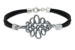 Pulsera Llantia WB489X Pulsera PLATA DE PALO mujer con tres vueltas de cuero y filigrana central en plata de 1ª ley 925