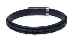 Pulsera Lyon MB250X Plata de Palo de hombre de cuero artesanal