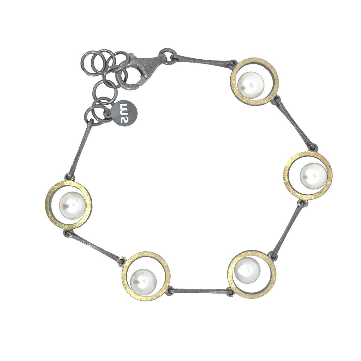 Pulsera MIQUEL SARDÀ de plata, oro y perla. 25306