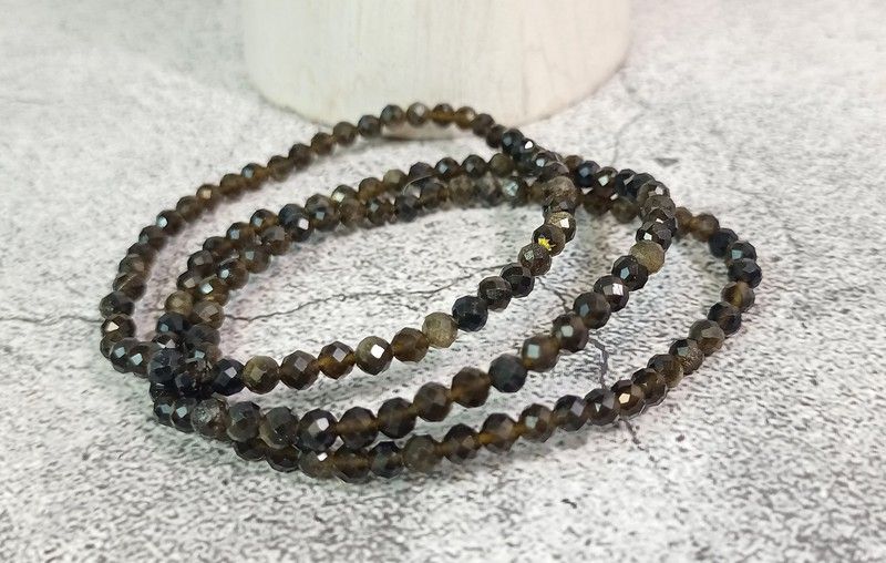 Pulsera Obsidiana dorada facetada 4 mm