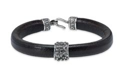 Pulsera Pedro MB252X Plata de Palo de hombre de plata y cuero