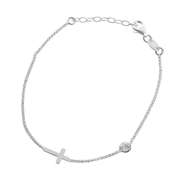Pulsera Plata 072329 Cruz Circonitas 15+3cm