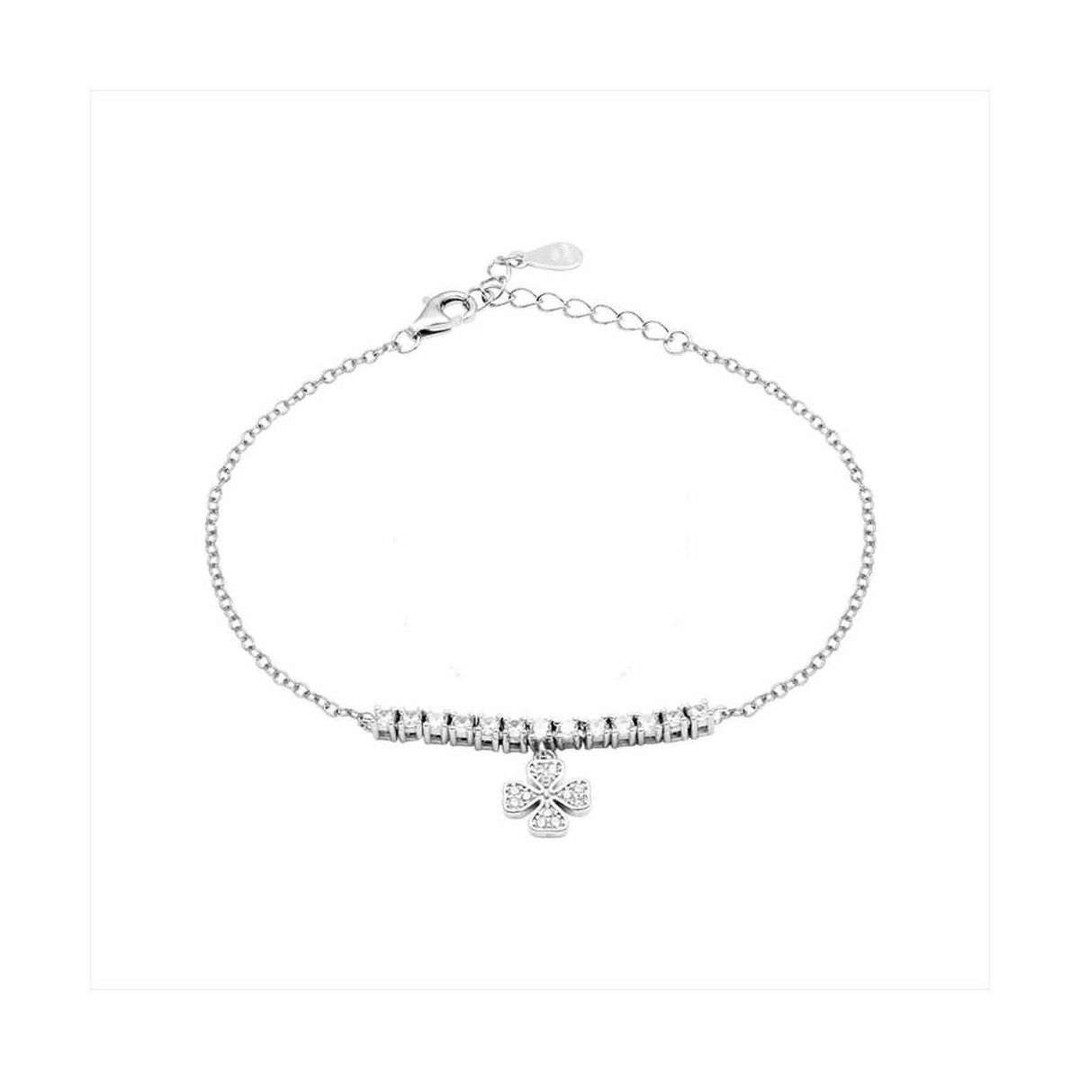Pulsera Plata B23026 Trebol Con Circonitas