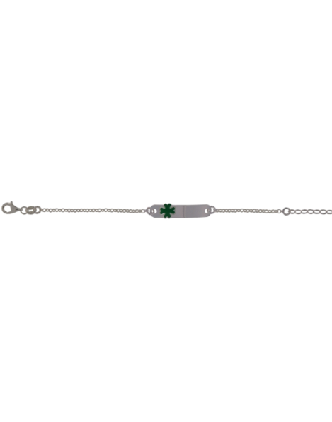 Pulsera Plata Bebé PEBB5 Placa Trébol Verde