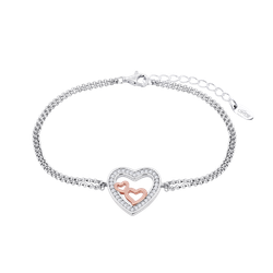 Pulsera Plata Bicolor Rose Lotus LP1856-2/1 Corazones Circonitas