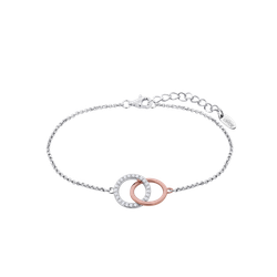 Pulsera Plata Bicolor Rose Lotus LP1955-2/1 Círculos Entrelazados Circonitas