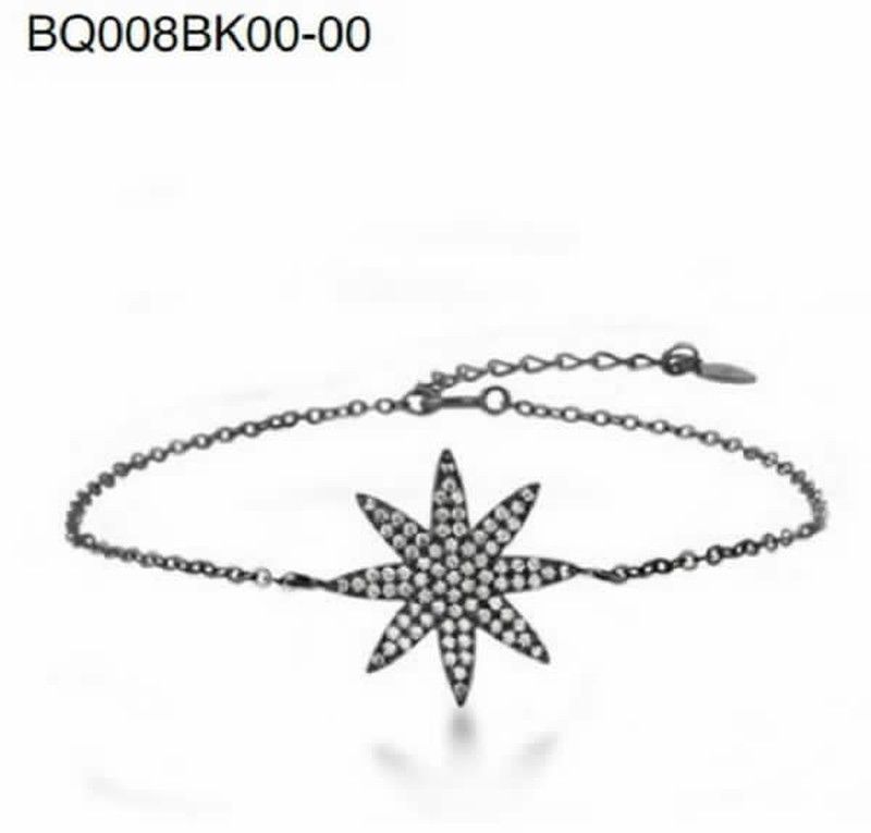 Pulsera plata con rutenio y circonitas blancas en forma de estrella