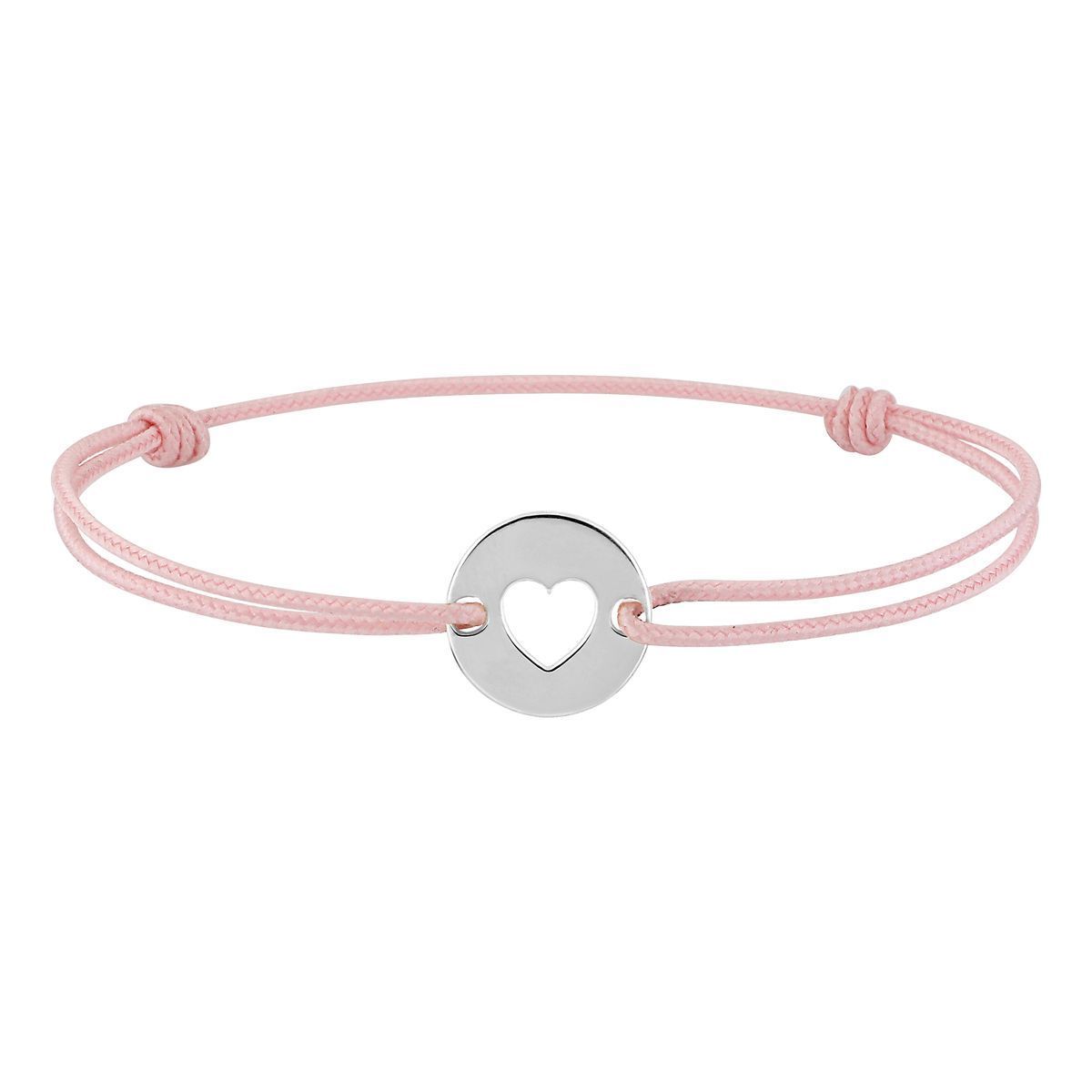 Pulsera Plata-Cordón Rosado Argyor MRM (AG)333783 Placa Corazón