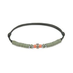 Pulsera Plata de Palo autoajustable de nylon verde, Referencia BB051V caucho verde y naranja