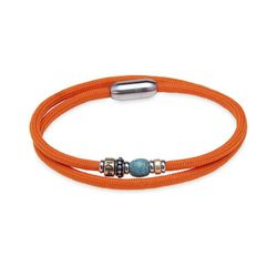 Pulsera Plata de Palo con doble de nylon naranja Referencia: BB050O cierre magnético y resina de color azul