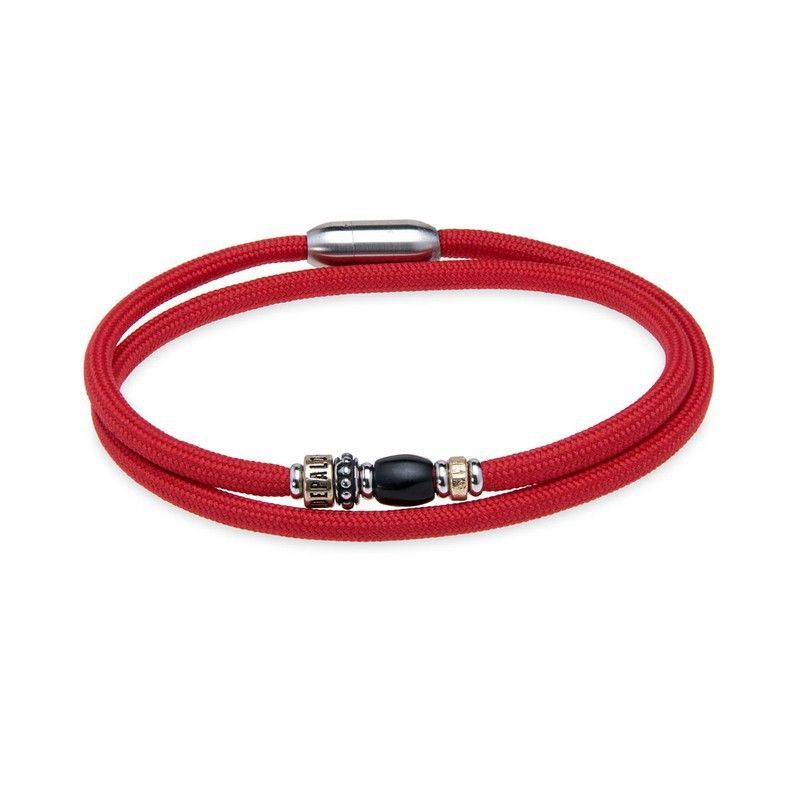 Pulsera Plata de Palo con doble de nylon rojo Referencia: BB050R vistosa y colorista