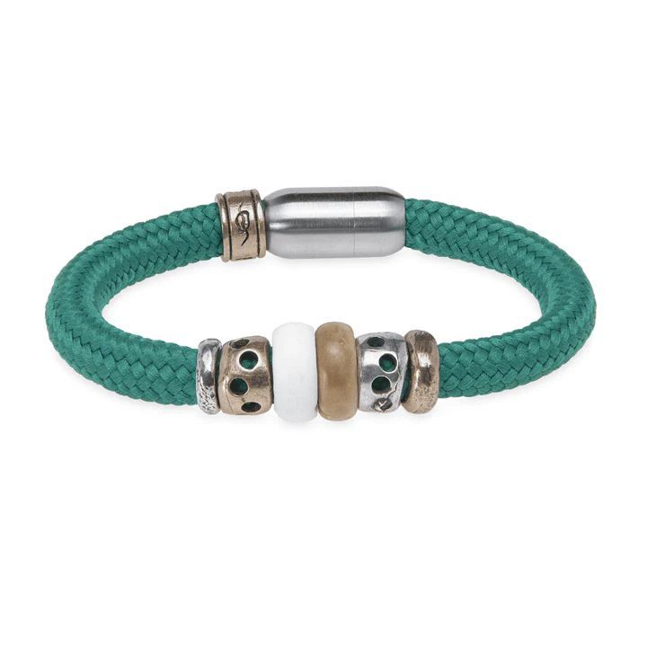 Pulsera PLATA DE PALO de mujer de nylon Ópalo en plata, bronce y resina