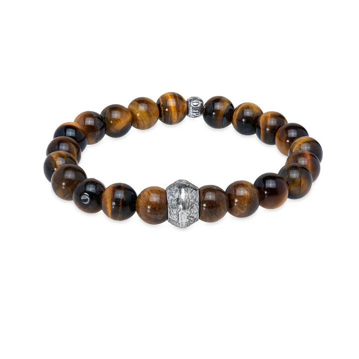 Pulsera PLATA DE PALO hombre bolas de ojo de tigre modelo Luján belleza natural