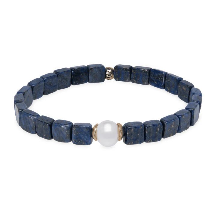 Pulsera PLATA DE PALO Mujer colección Anthea con lapislázuli y una perla