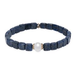 Pulsera PLATA DE PALO Mujer colección Anthea con lapislázuli y una perla