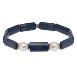Pulsera Plata de Palo Mujer colección Maelis lapislázuli y perlas