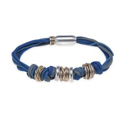 Pulsera Plata de Palo mujer de Nylon Esmeralda atractiva azul profundo