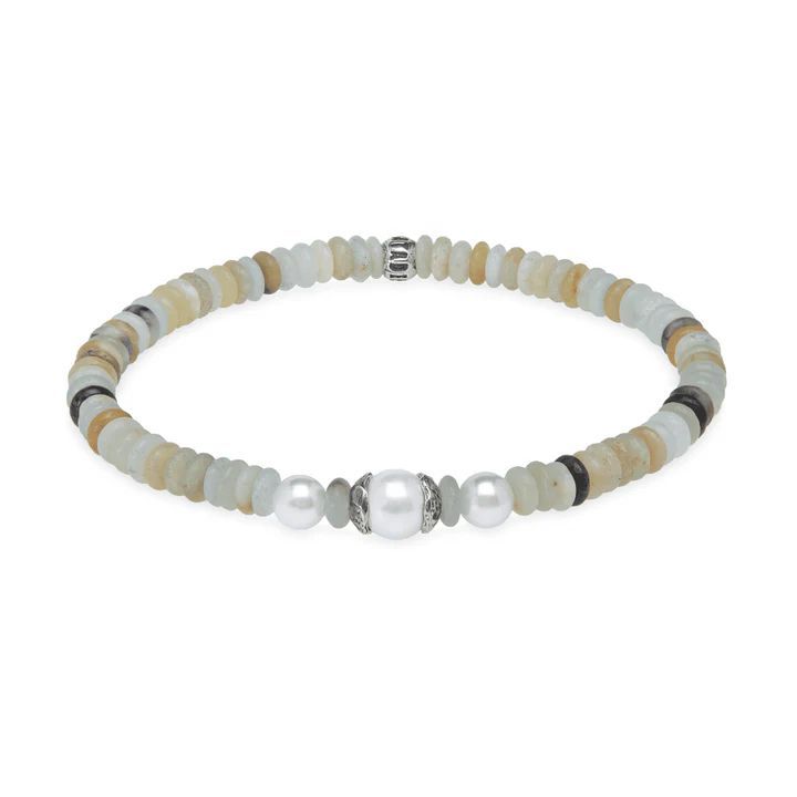 Pulsera PLATA DE PALO Mujer modelo Maia con perlas y amazonita