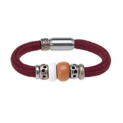 Pulsera PLATA DE PALO mujer Nylon Irisado color granate con plata y resina