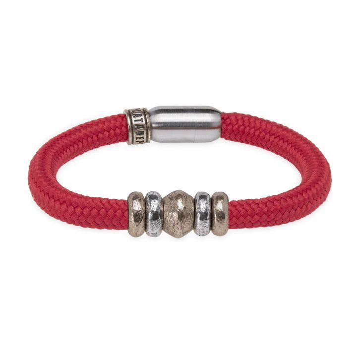 Pulsera Plata de Palo Nylon rojo intenso modelo Viva energética
