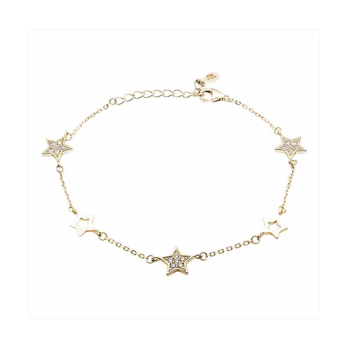 Pulsera Plata Dorada B22062GP Estrellas De Circonitas