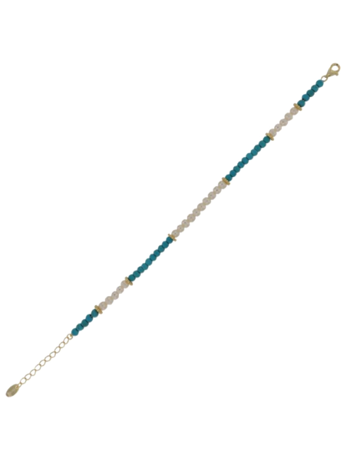 Pulsera Plata Dorada Mujer PPPT2 Circonitas Azules Perlas