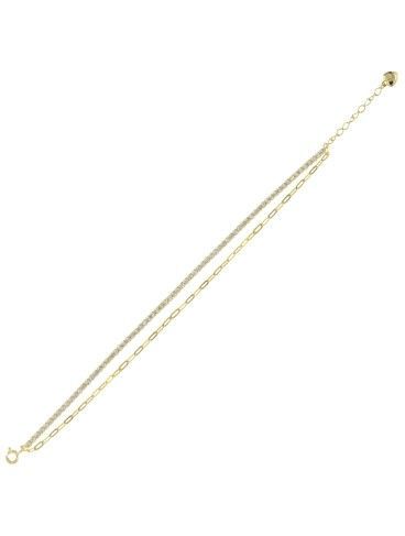 Pulsera Plata Dorada Mujer PPRL11/C Doble C. Circonitas