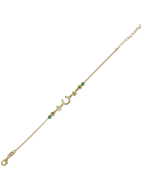 Pulsera Plata Dorada Mujer PPUL3204/C Herradura Circonitas