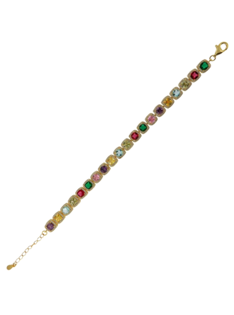 Pulsera Plata Dorada Mujer PPUL3294/C Circonitas Multicolor