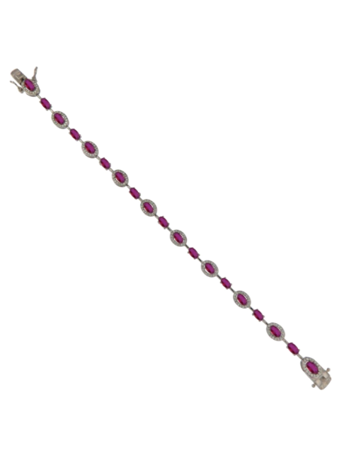Pulsera Plata Dorada Mujer PPUL3300/R Circonitas Rojas