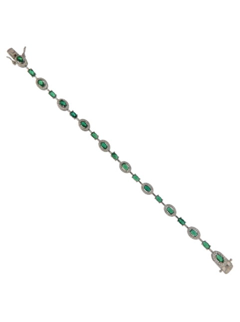Pulsera Plata Dorada Mujer PPUL3300/V Circonitas Verdes