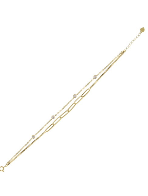 Pulsera Plata Dorada Mujer PPUL3331/C Cadena Doble Circonitas