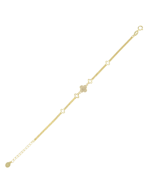 Pulsera Plata Dorada Mujer PPUL3366/C Flores Circonitas