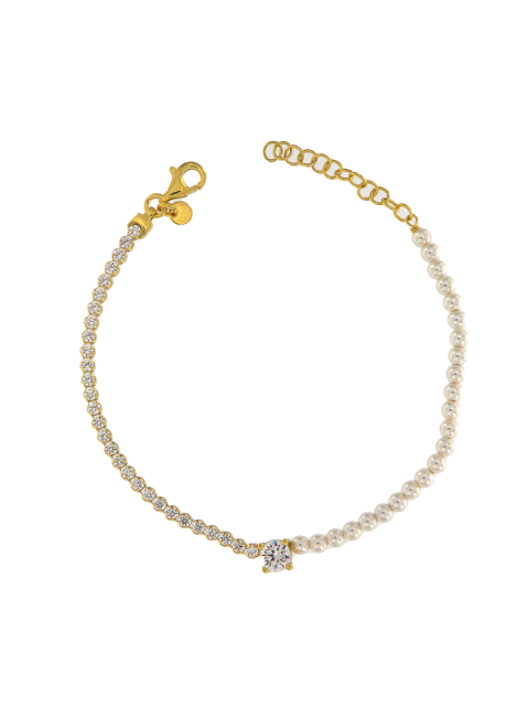 Pulsera Plata Dorada Mujer PSET112/4C Circonitas Perlas