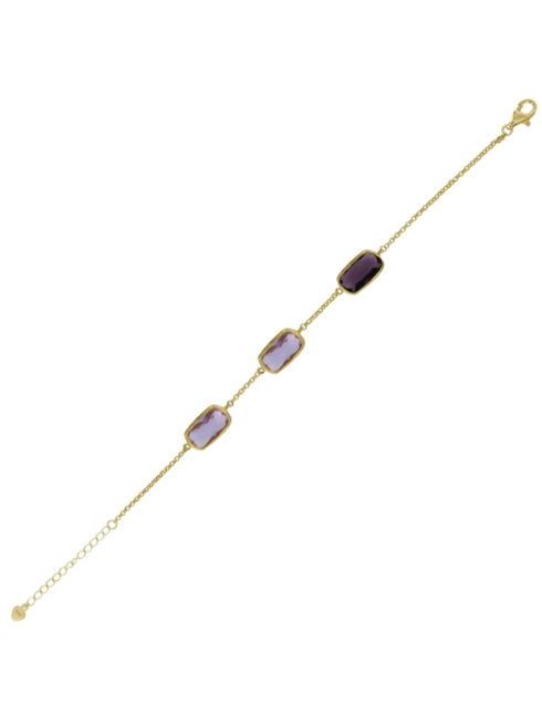 Pulsera Plata Dorada Mujer PSET173/4C Circonitas Moradas