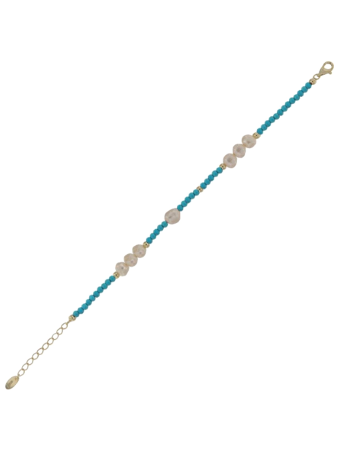 Pulsera Plata Dorada Mujer PSPT2/4 Perlas Circonitas Azules