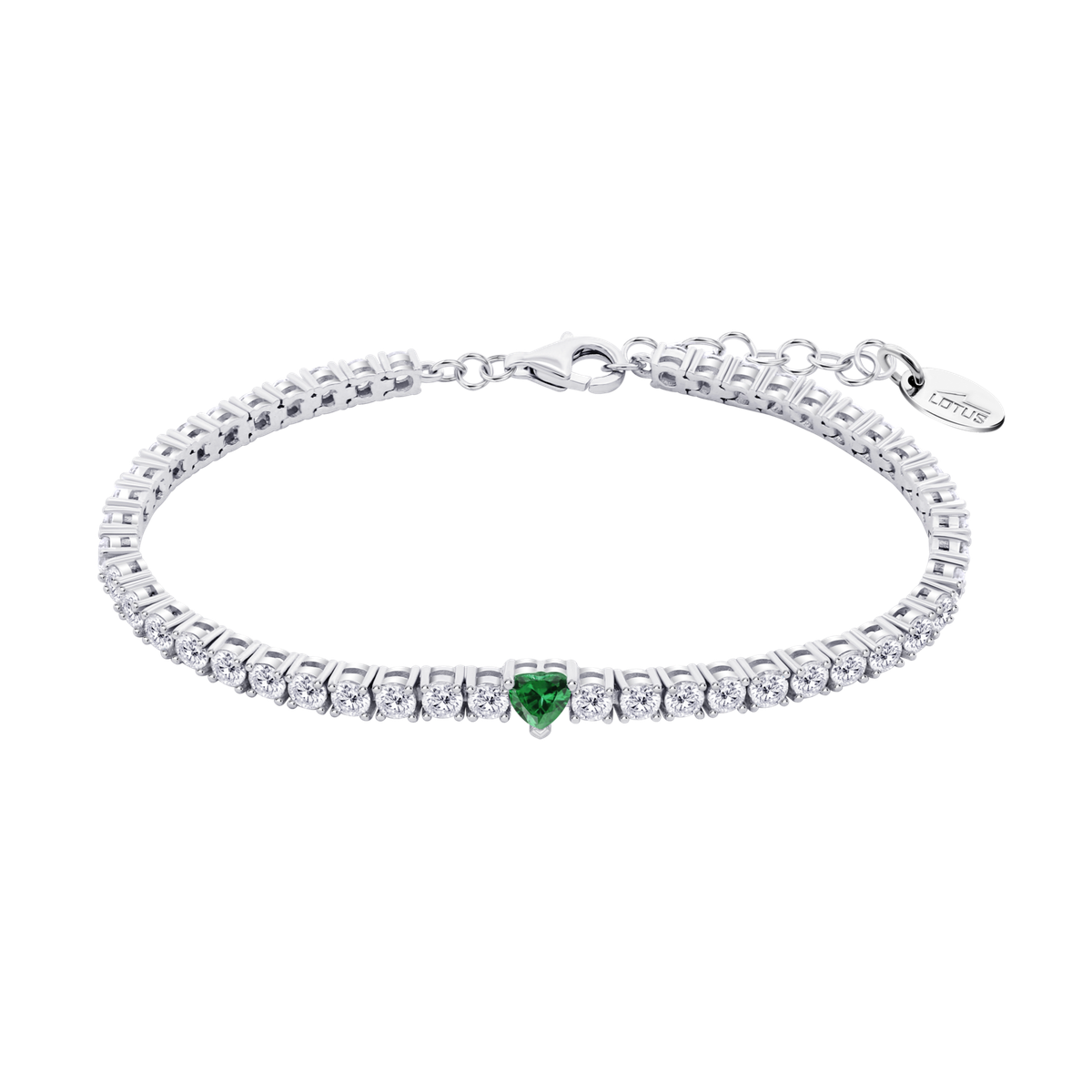 Pulsera Plata Lotus LP3762-2/4 Corazón Circonita Verde - Circonitas Blancas
