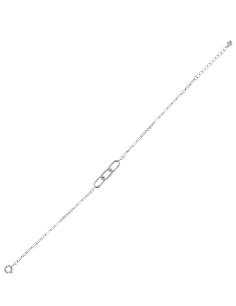 Pulsera Plata Mujer PPUL3325 Eslabones Alargados Circonitas