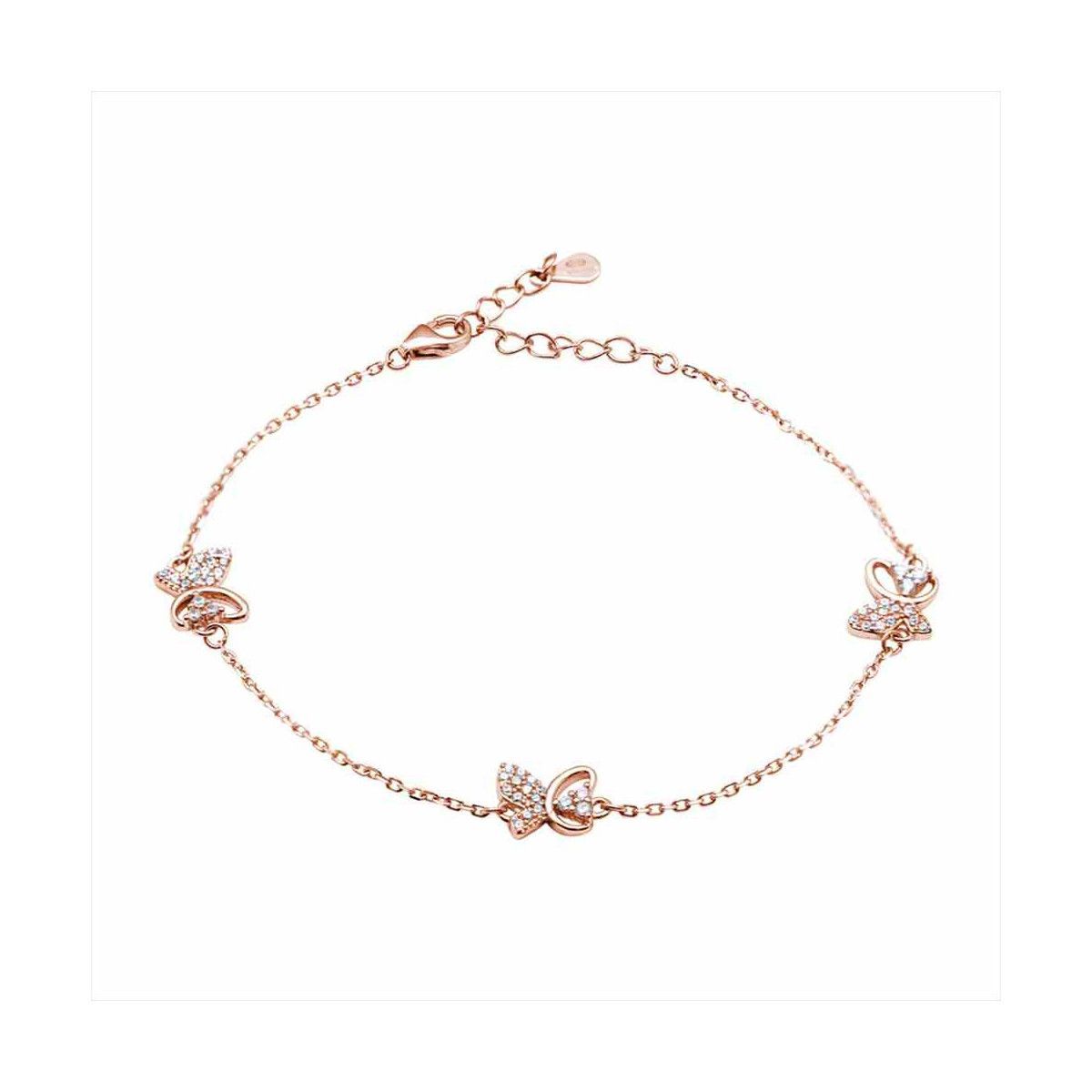 Pulsera Plata Rosa B21768PP Mariposas Circonitas