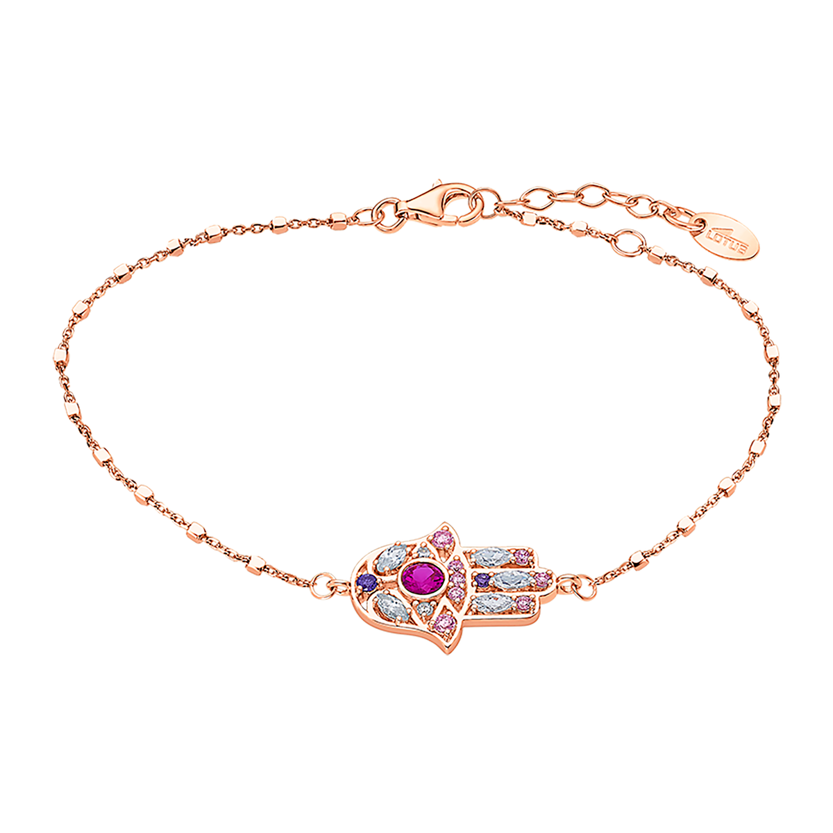 Pulsera Plata Rose Lotus LP1989-2/5 Mano De Fátima Circonitas Multicolor