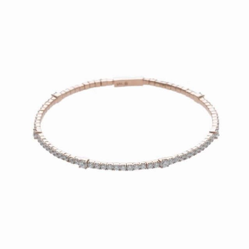 Pulsera plata  señora baño oro rosa  circonitas