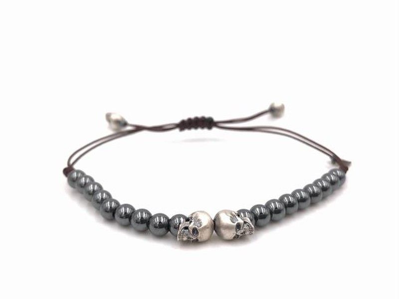Pulsera Raive hematites con calaveras