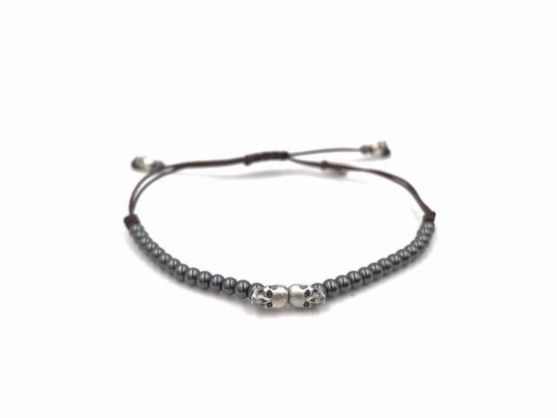 Pulsera Raive hematites con mini calaveras