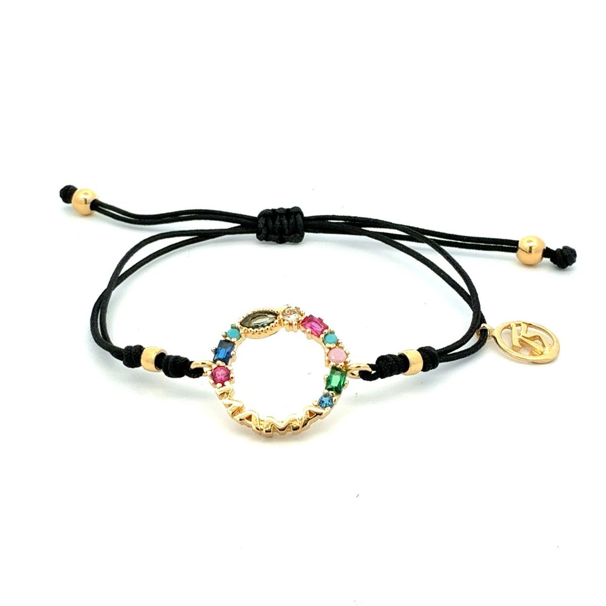 Pulsera redonda Top de plata chapada con circonitas de colores y mama