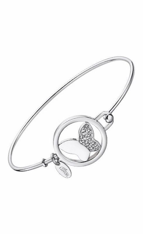 Pulsera rígida de lotus en acero con Mariposa