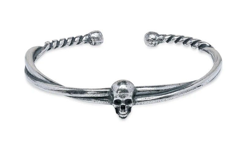 Pulsera rígida modelo Ander SB194X Plata de Palo de plata 925 con una calavera