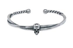 Pulsera rígida modelo Ander SB194X Plata de Palo de plata 925 con una calavera