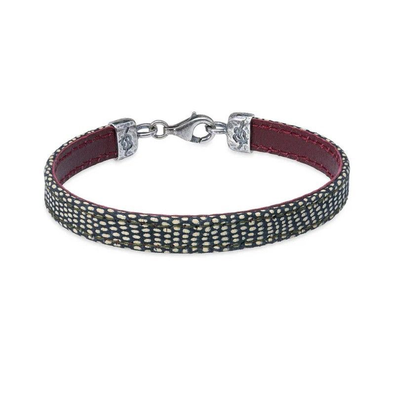 Pulsera Rosa ref, WB484X PLATA DE PALO unisex de cuero natural y cierre mosquetón diseño juvenil y llamativo