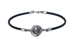 Pulsera Sokam SB196X Plata de Palo de cuero fino y calavera en plata 925 atrevida y moderna